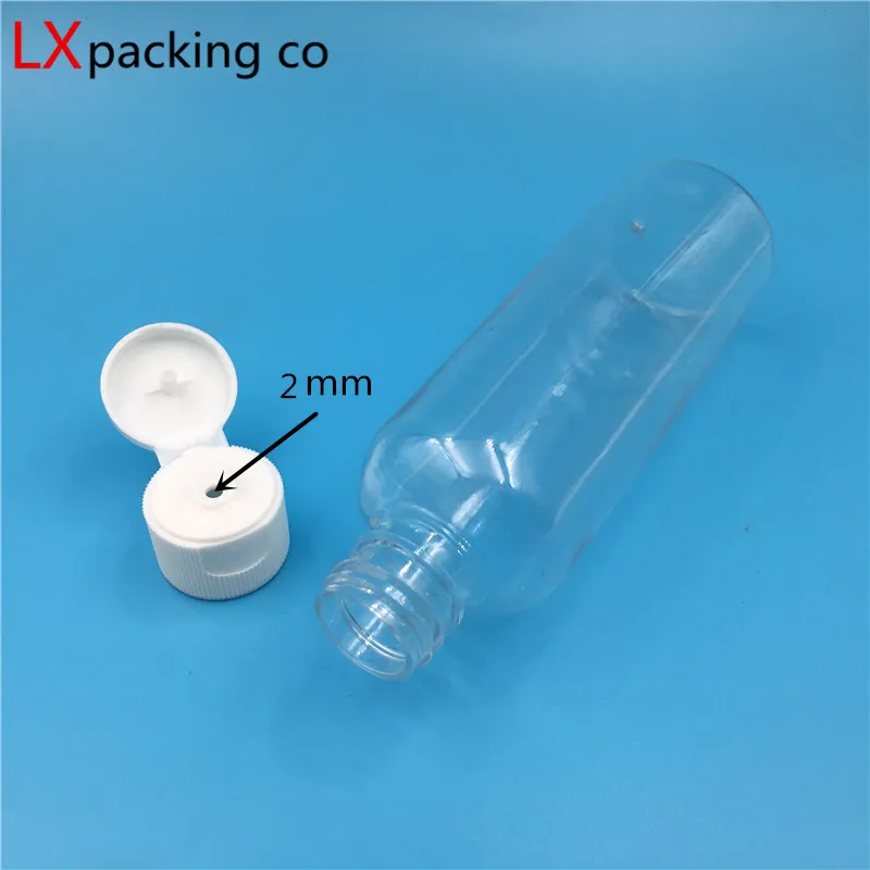 100 pcs 60 100 150 ml Empty Transparent Plastic Pack clamshell water Bottle Crystal Clear Flip Top Cap