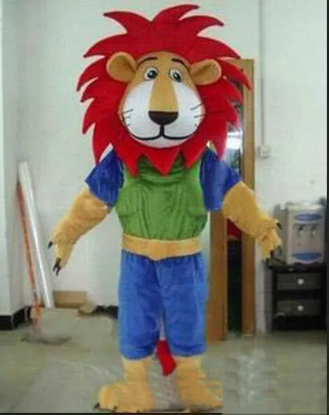 2018 High quality hot Fire Red Manes Athlete Lion Animal Mascot Costumes Halloween Costume Cartoon Suit Fancy Dress Outfit