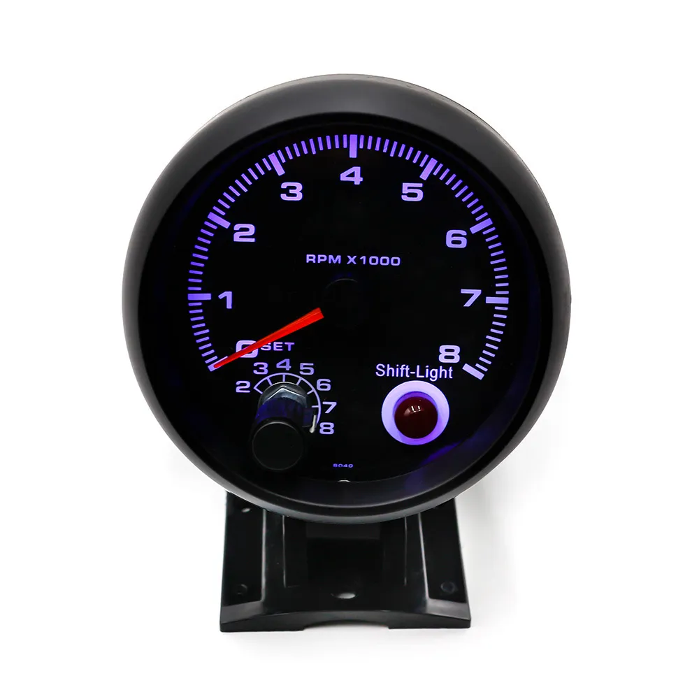 Tachometer 3 3 4 Black color 0-8000 rpm gauge with inter shift light Blue Led Car meter Racing meter205E