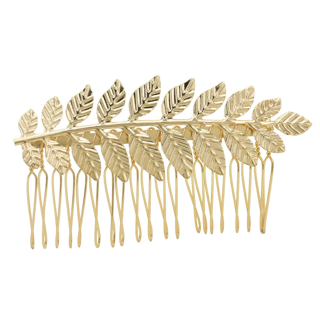 Greece Gold Silver Alloy Leaf Shape Hair Comb Wedding Hair Accessories For Fashion Lady Greek Hairpins Hair Clip Headpiece Jewelry