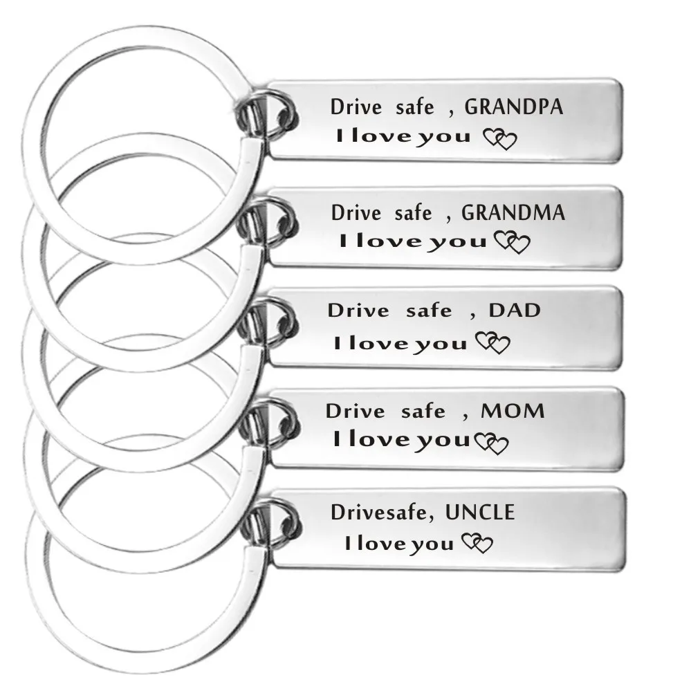 محرك آمن المفاتيح الفولاذ المقاوم للصدأ حلقة رئيسية حامل هدية عيد ميلاد لجددة الجدة أبي أمي شقيق أخت زوجة سيارة كيرينغ اكسسوارات