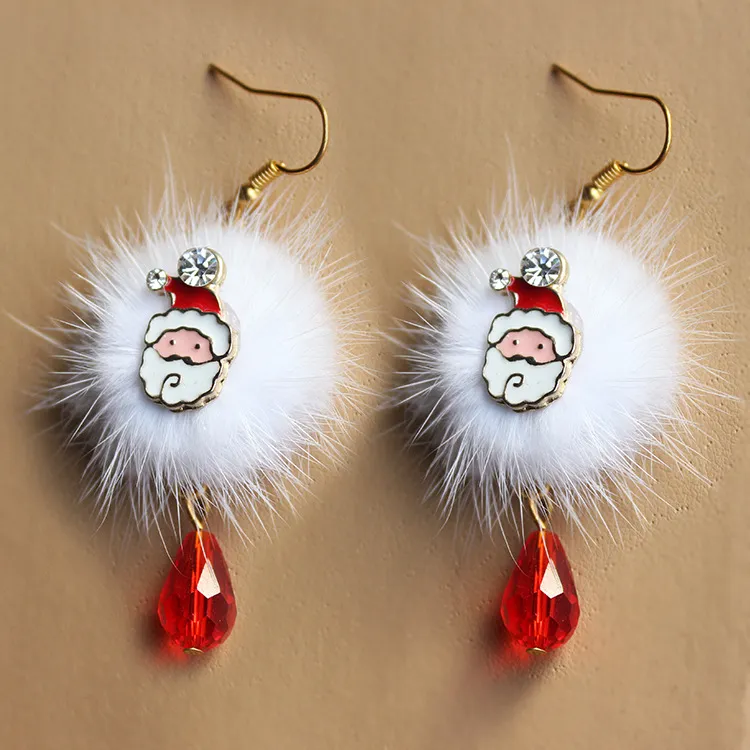 2020 ins Santa Claus Plum Blossom Herten White Ball Red Crystal Christmas Earring accessoires gemengde groothandel