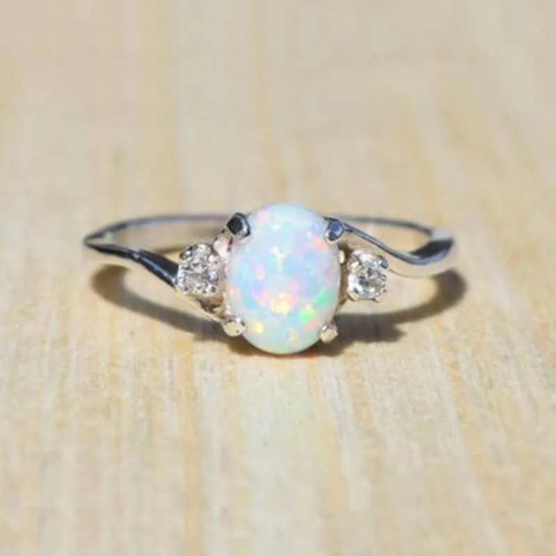 Edelstein Opal Ring Damen Solitär Hochzeit Verlobungsringe Modeschmuck Geschenk Will und Sandy