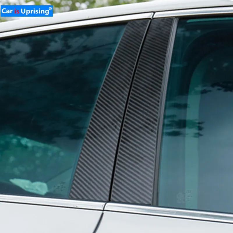 Fibre de carbone voiture fenêtre B-piliers voiture autocollants garniture couvre voiture style pour Audi A3 A4 A6 Q5 2009-2018 série accessoires