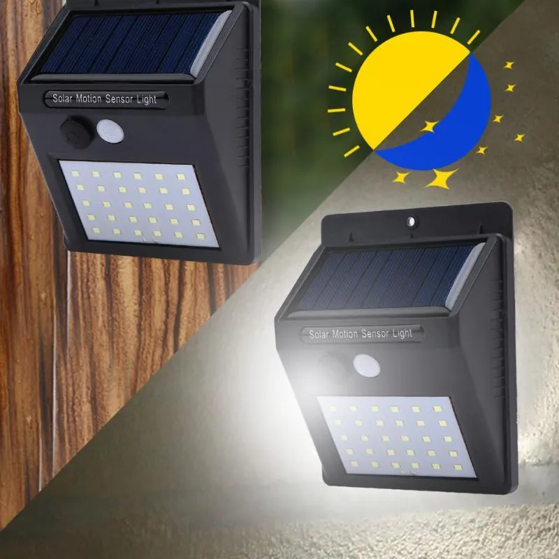 Vattentät 30LEDS Solar Ljus Solpaneler Power Pir Motion Sensor LED Garden Light Outdoor Pathway Sense Solar Lamp Vägglampa