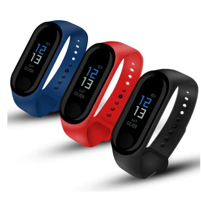 M3 Fitness Tracker Watch Bracelet Band Color Screen Smart Watch with Message Reminder Waterproof Sport Wristband for Men Women