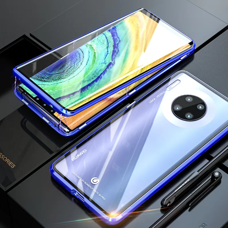 Huawei Mate 30 Pro Mate 20 Pro P20 Pro P2 Lite Nova 3 3iの磁気吸着フロントとバックスリーン付きガラスケース