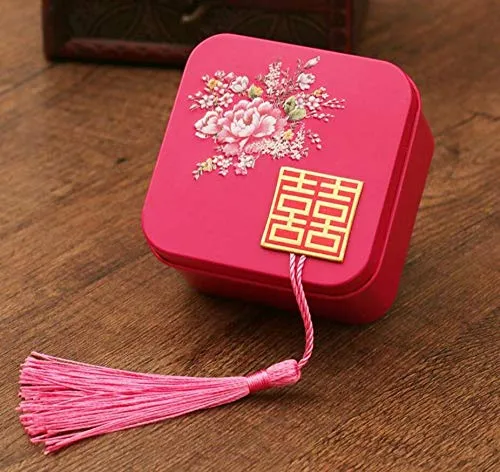 Boîte à bonbons chinoise Double bonheur, boîte à bonbons en fer blanc pour fête d'anniversaire et de mariage, cadeau pour invités