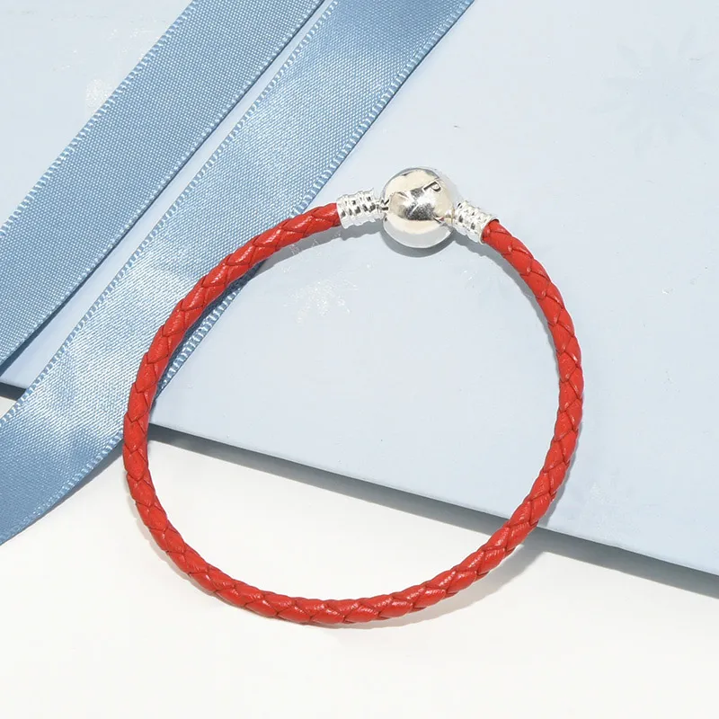 Red Braided Leather Charm Bracelet Original Box sets for  925 Sterling Silver luxury designer jewelry Women Mens Bracelets