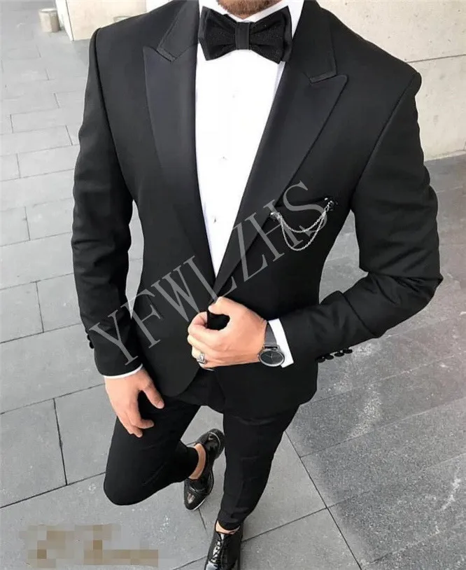 Popolare Groomsmen con risvolto a punta Smoking da sposo con un bottone Abiti da uomo Matrimonio / Ballo di fine anno Giacca da uomo migliore (giacca + pantaloni + cravatta) Y66