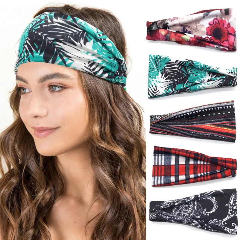 Twist Turban Band Sweat Band Sport Sport Sport Hairbands Band Yoga Bandas de cabe￧a Headwrap Acess￳rios para cabelos para meninas