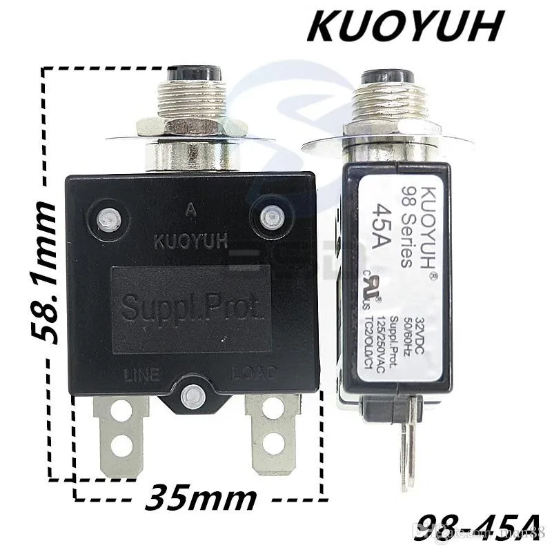 Circuit Breakers Taiwan KUOYUH 98 Series-45A Overcurrent Protector Overload Switch