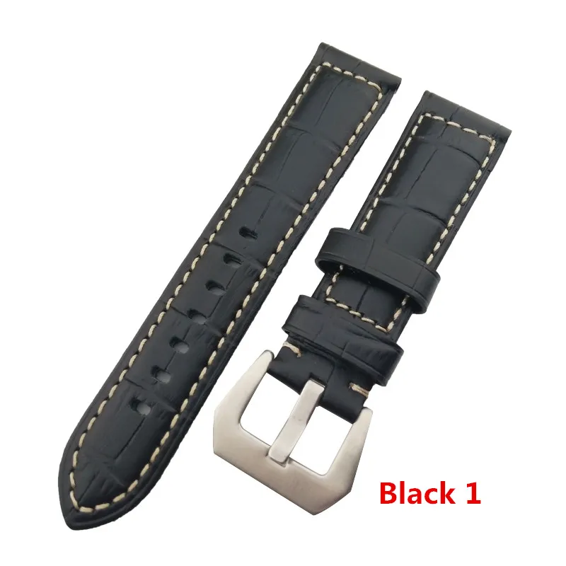 22mm 24mm 진짜 가죽 watchbands 스트랩 무광 스틸 부크 블랙 옐로 274o