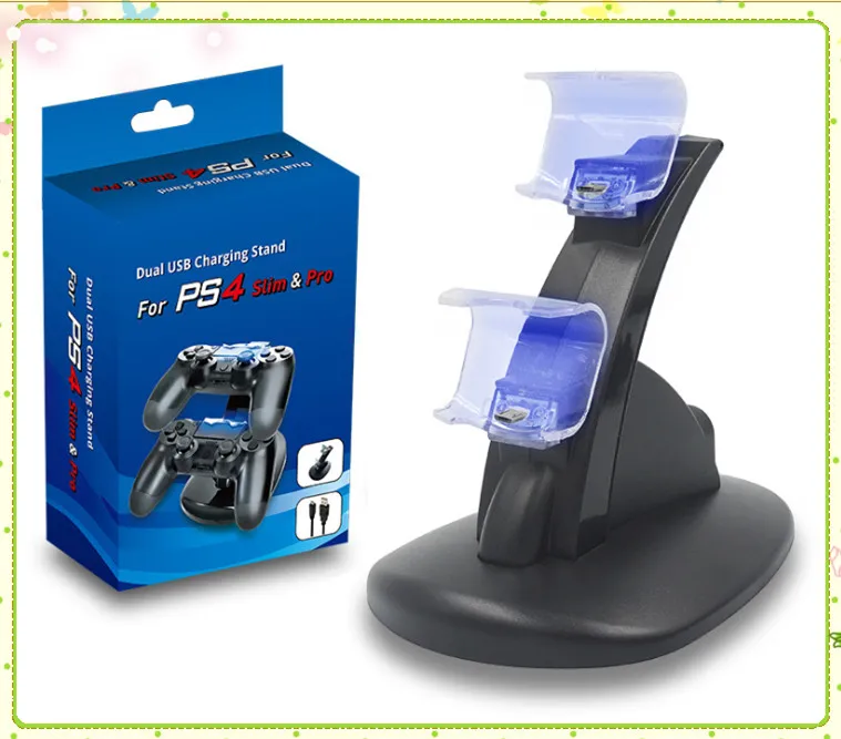 LEDデュアル充電器ドックマウントUSB充電PlayStation 4 PS4 Xbox Oneゲームワイヤレスコントローラーと小売ボックスEpacket無料MQ30