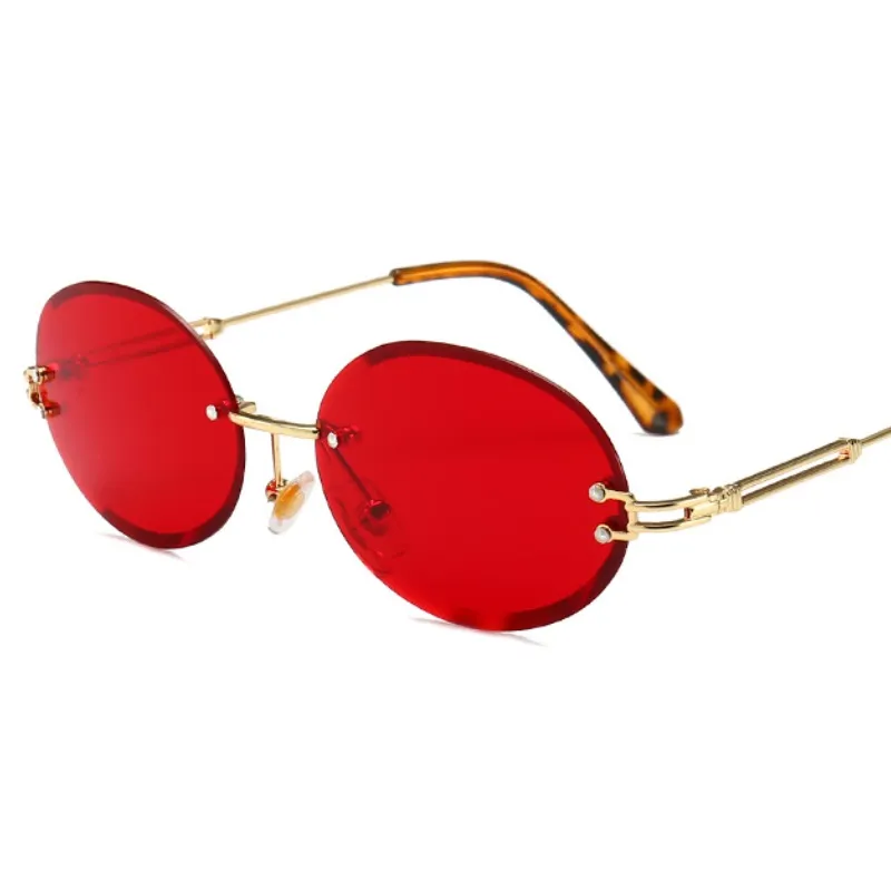 Oval Rimless Women Sunglasses UV400 Gradient Black Lenses  display picture 2