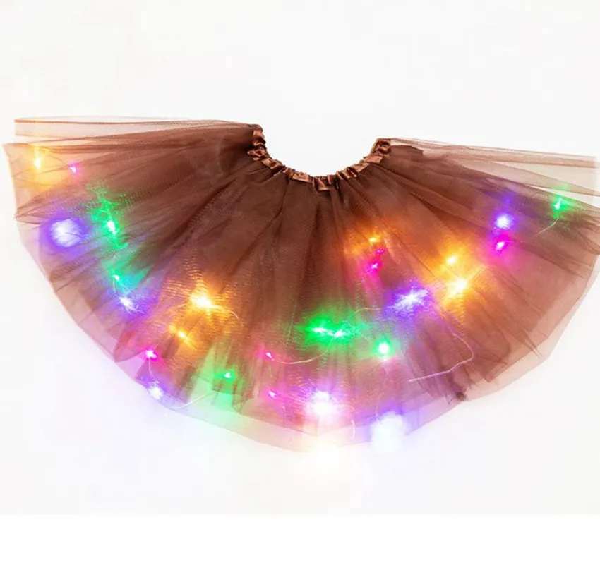 Tjej Barn Kjol Led Light Up Tutu Princess Kjolar Färgrik Lysande Party Dance Dress Performance Kjol KKA7874