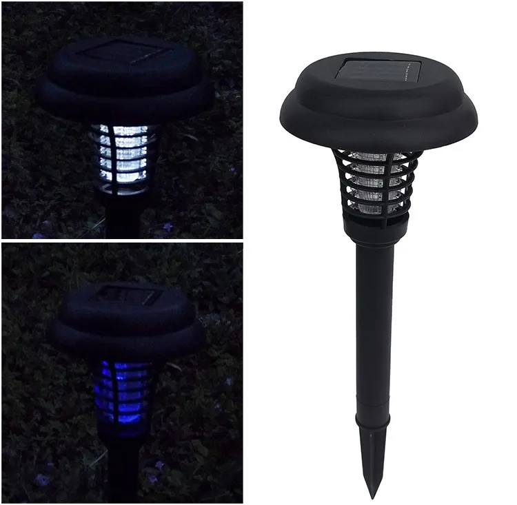 Lawn Lamps UV LED Solar Powered Outdoor Yard Garden Lawn Anti Mosquito Insect Pest Bug Zapper Killer Trapping Lantern Lamp Light with spike