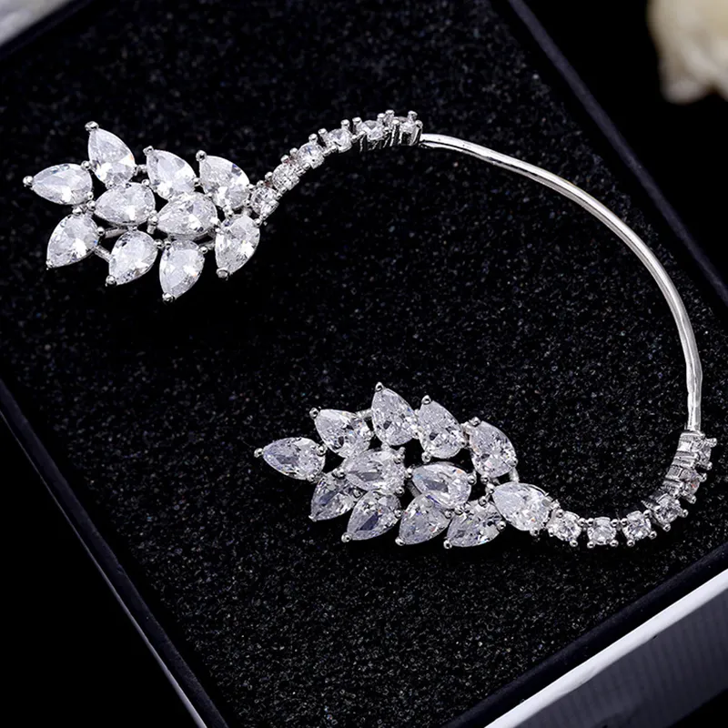 Luxo marquise zircônia orelha manguito feminino ajustável clipe de cristal brincos para festa étnica casamento jóias presente ae6195627734