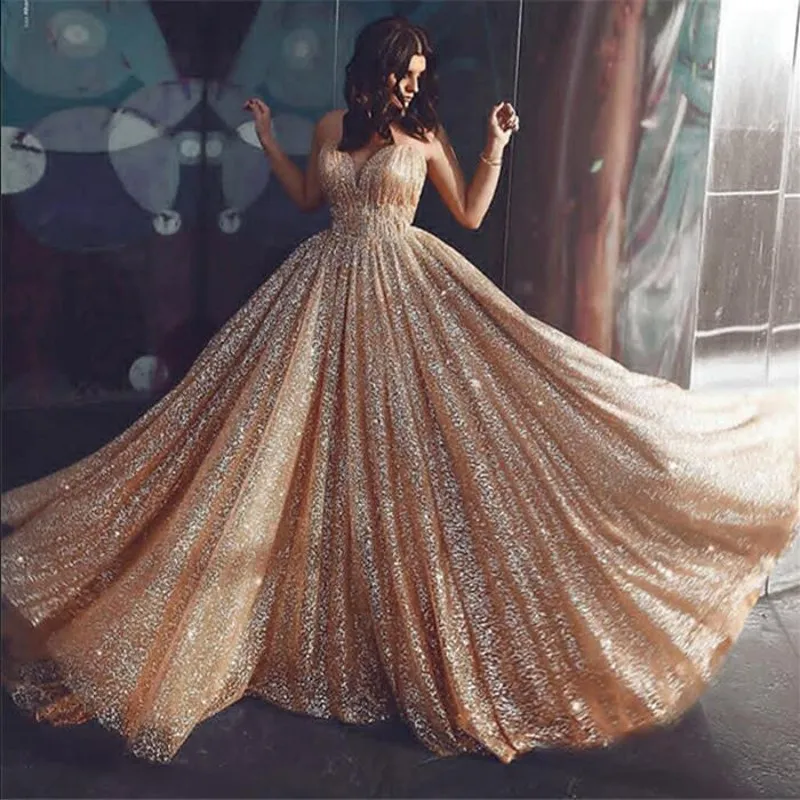 Gold sequin a line dress deals
