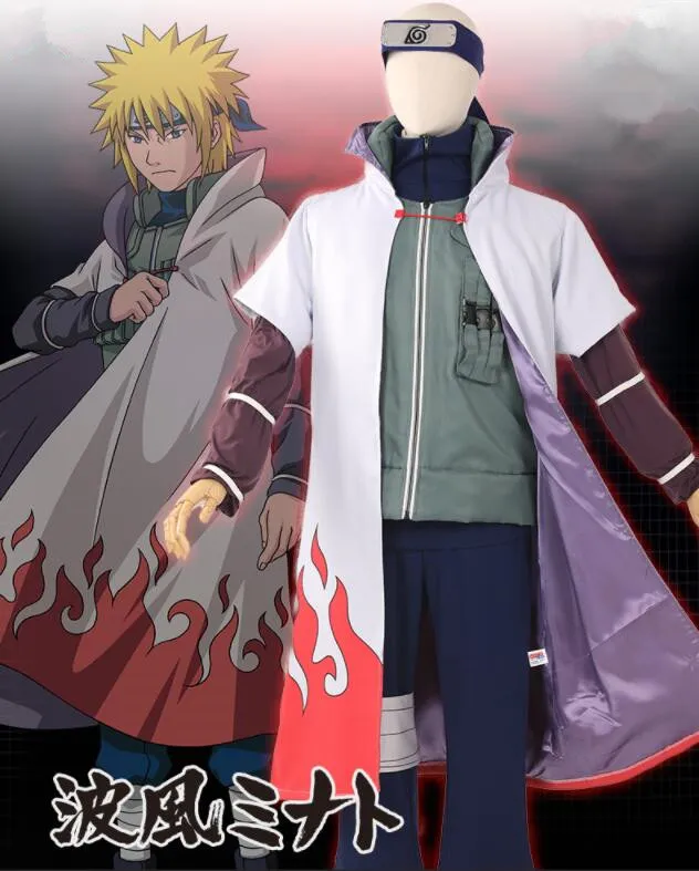 Compra online de Namikaze minato cosplay de trajes de desenhos animados 4th  hokage manto uzumaki capa dos desenhos animados cosplay traje roupa