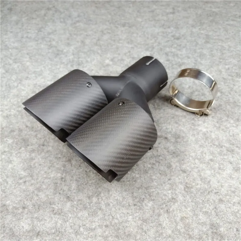 1 Piece Twill Grilled Matte Black Exhaust Pipe Fit for all cars Real Carbon fiber Muffler Tip Tailpipe Nozzles