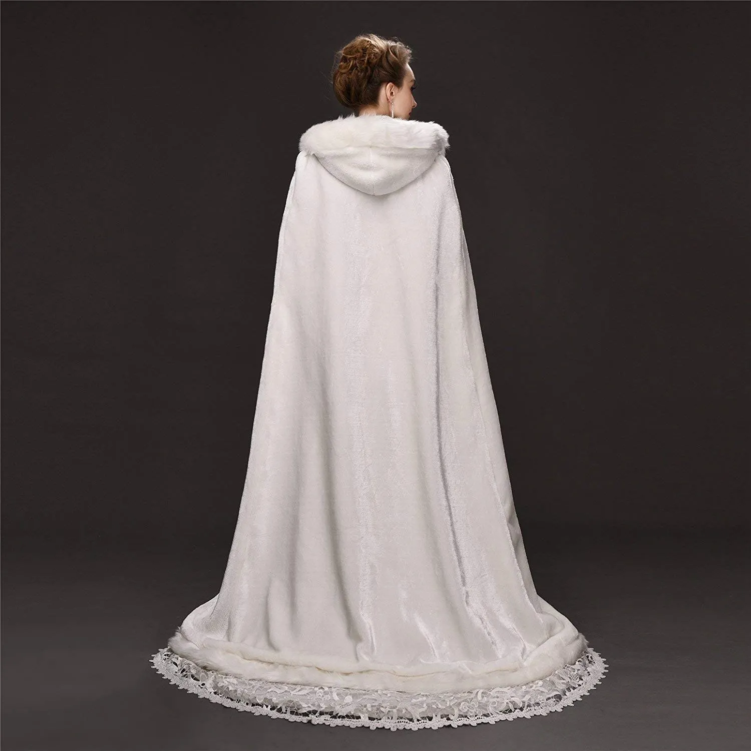 White fur on sale hooded cape