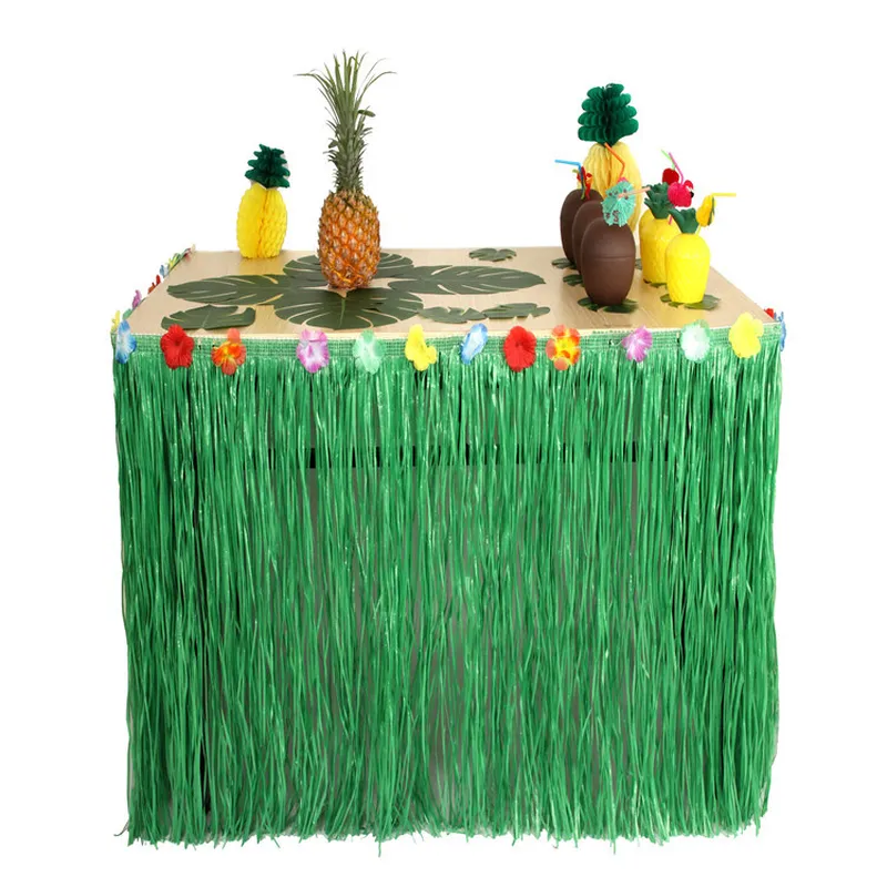 Tropical Straw Metallic Table Fringe With Hawaiian Flowers And Plants For  DIY Party Decoration, Beach Wedding, And Beach Decor Supplies From Nufd,  $15.13