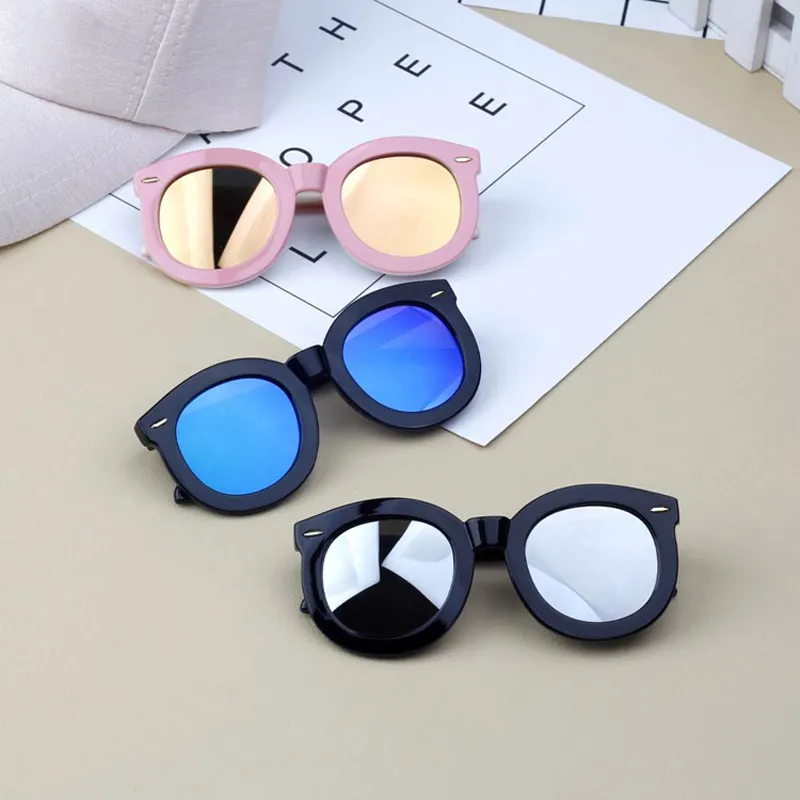 Children Glasses Wide Side Kids Colorful Baby sunglasses Boys Eyewear Big Round Frame Rivet Girls Oculos UV400