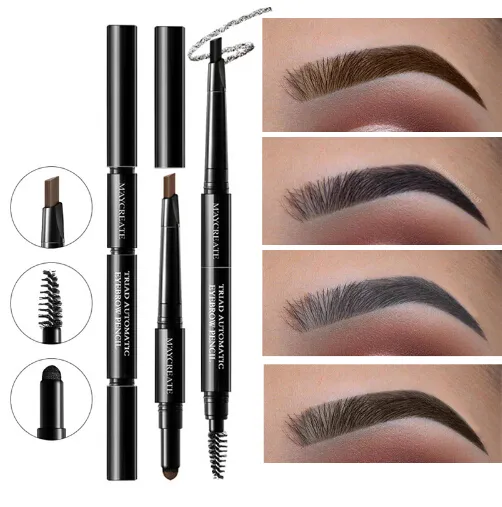 New Brand Multi-functional Waterproof Makeup Eyebrow Pencils Long Lasting Pigments Black Brown Color Eye Brow Pen with Brush