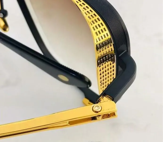 2020 men sunglasses mens sunglasses limited edition SIX glasses K gold retro square frame crystal cutting lens with grid detachable have box