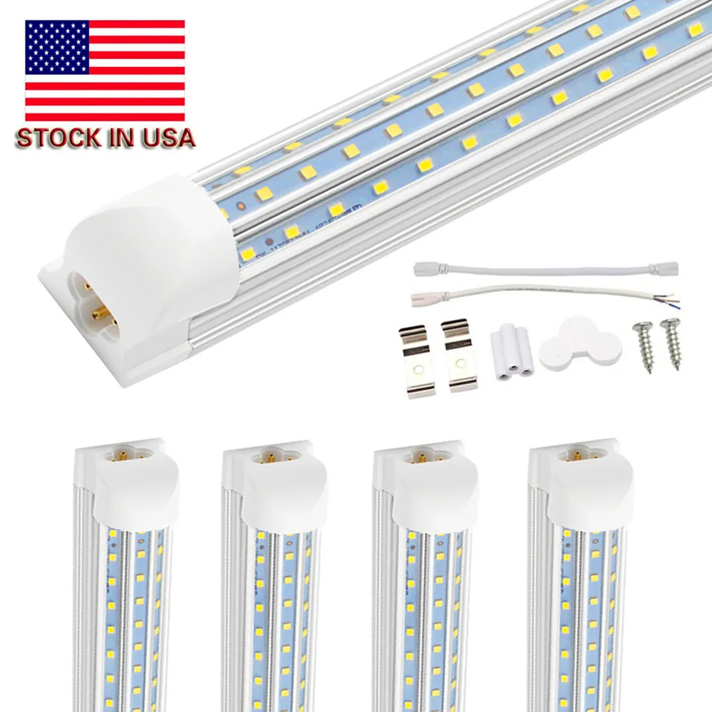 Stock aux États-Unis 8 pieds lumière LED intégrer luminaire 8 pieds T8 LED tubes lumières 3 rangées en forme de D 120W LED tubes fluorescents