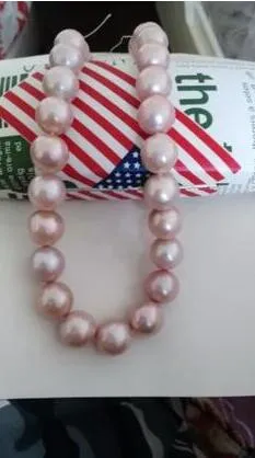 env€gratis noble joyer©impresionante 10-11mm mar del sur natural rosa collar de perlas de oro de 14 k