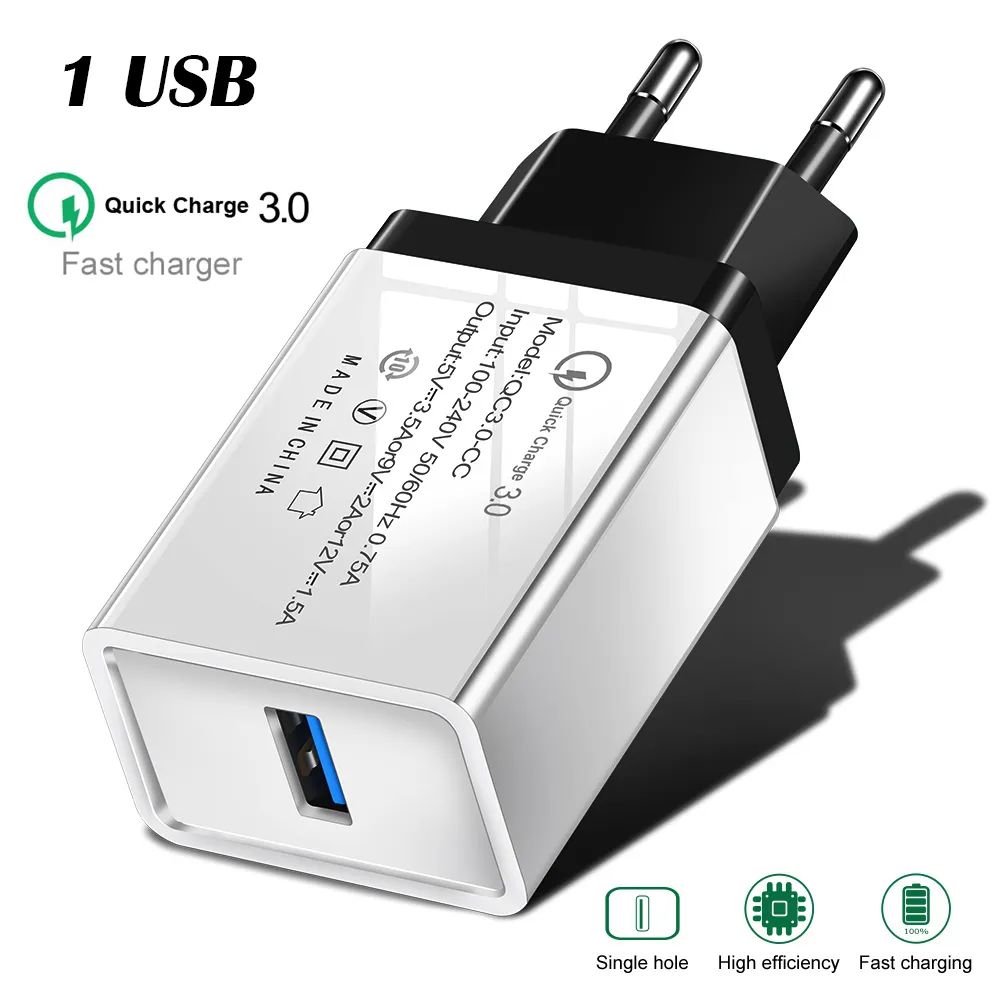 단일 USB 충전기 QC 3.0 빠른 충전 USB 충전기 3.1A 홈 빠른 삼성 S20 S10 화웨이 샤오 미의 경우 충전