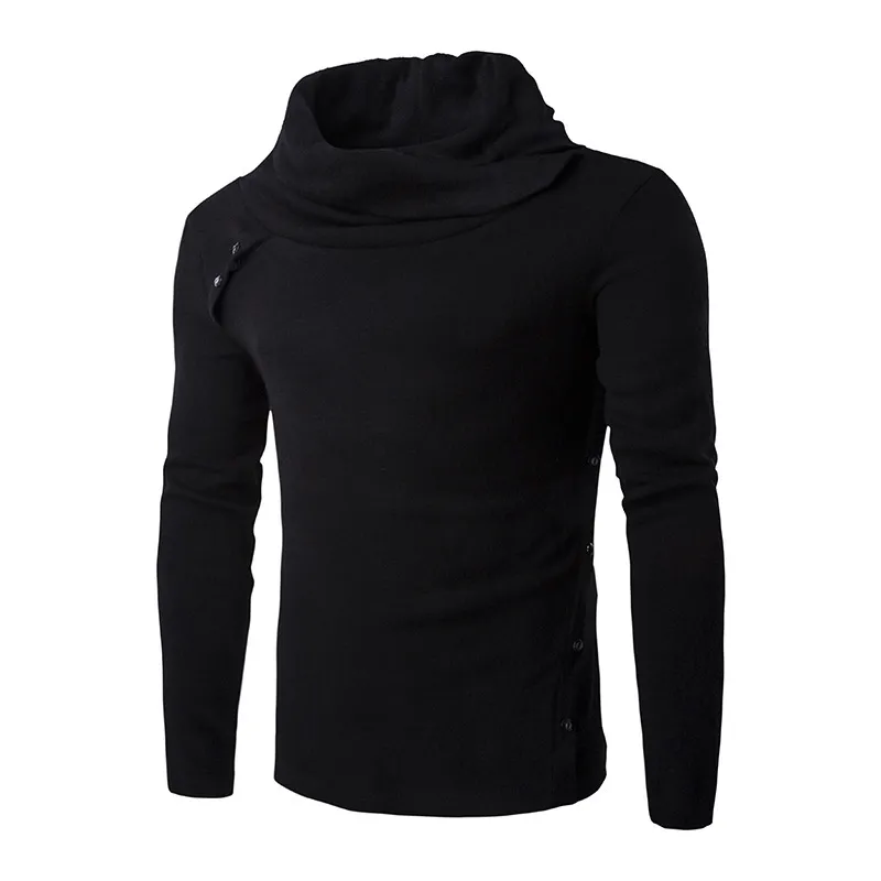 New Slim Fit Turtleneck Sweater For Men Wholesale Black And Grey Cotton