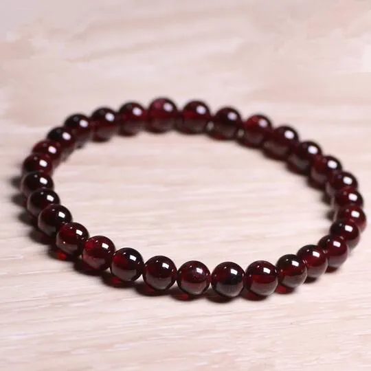 Pulsera de granate rojo con piedras naturales de 8mm, pulsera de cristal de cuarzo con cuentas redondas para hombres y mujeres, regalo de energía curativa, joyería de la suerte