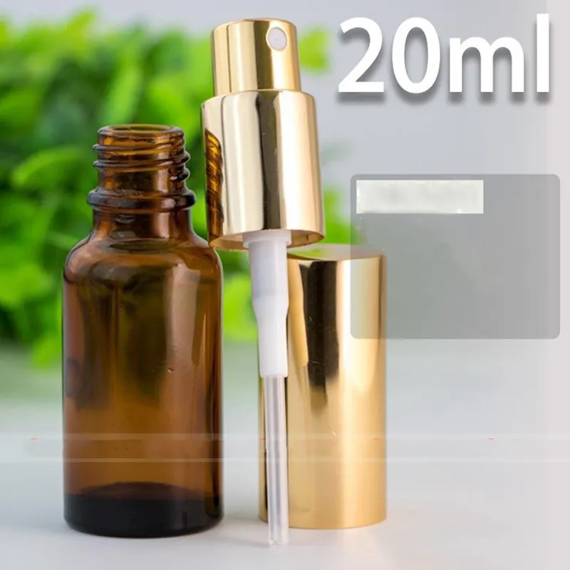 Preço de fábrica 20 ml Frasco de Spray Recarregável de Óleo Essencial Perfume Vazio Atomizador Maquiagem Spray Garrafas Com Tampa De Prata Ouro Preto