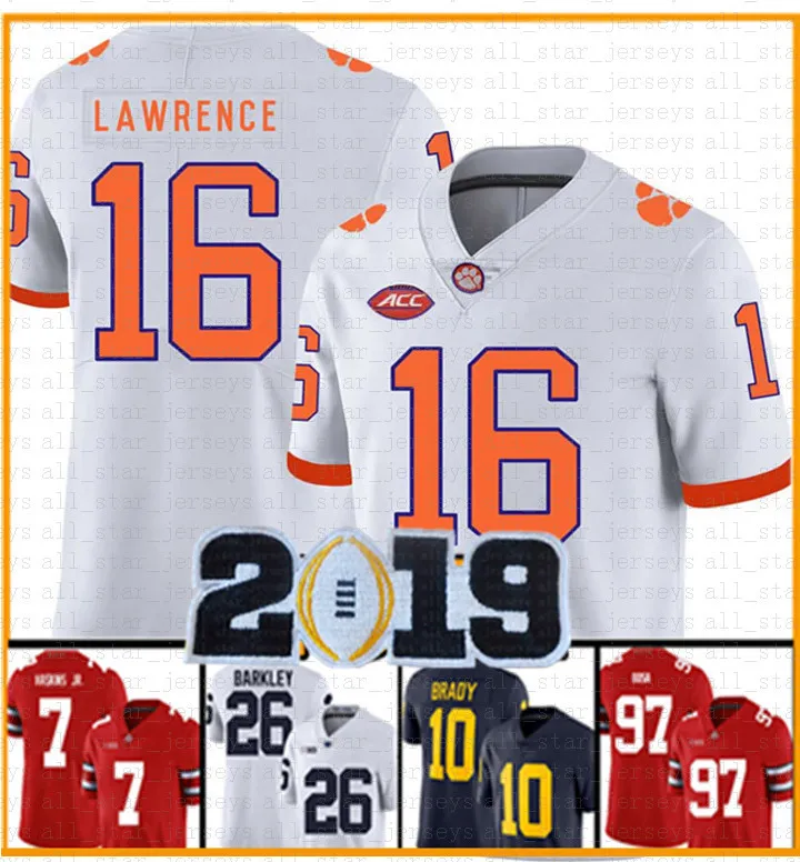 NCAA Clemson Tigers Trevor Lawrence Travis Etienne Jr. Maillot de football américain 2019 maillots patch homme adulte Tom Brady Saquon Barkley 2020