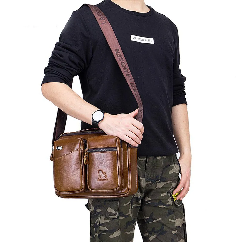 Designer-Messenger Bag 15,6 pollici impermeabile vintage vera pelle tela valigetta grande borsa a tracolla borsa in pelle per computer portatile