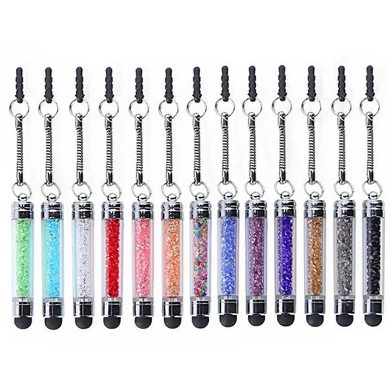 High Quality Crystal Mini Capacitive Touch Screen Pen Stylus Pen for Cellphone 100pcs