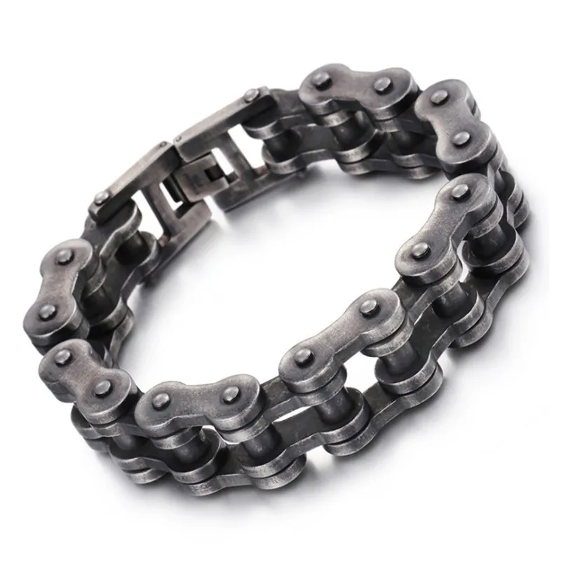 18MM 22MM Enorme Pincel Masculino Pesado Aço Inoxidável Corrente de Bicicleta Bracelete Masculino fosco Preto Motociclista Bicicleta Corrente de Motocicleta Pulseiras Bangles Jóias