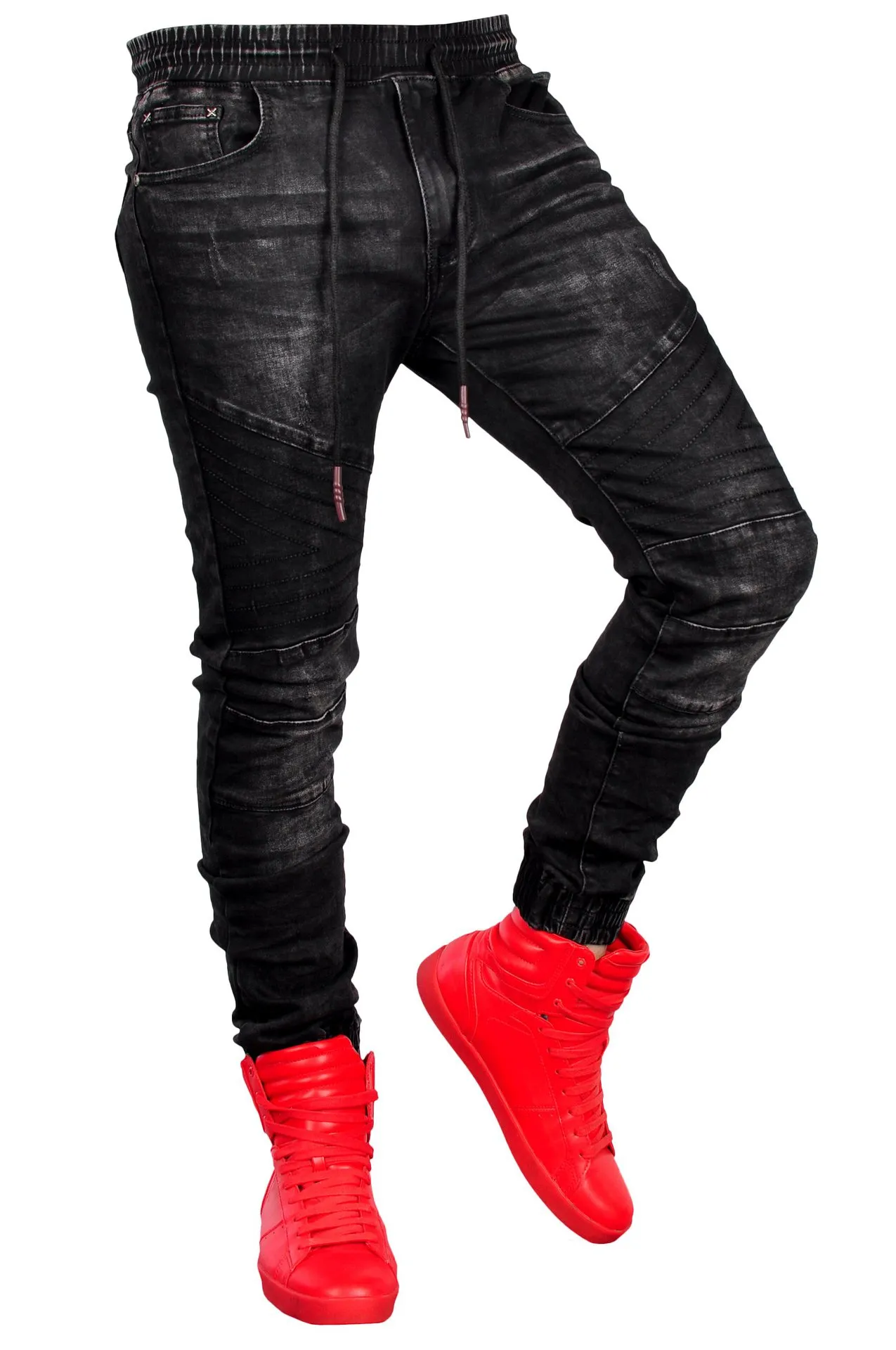 Fashion Black Sports Jogger Jeans for Mens Clothing Elastic Waist Jean Pants Long Trousers Pantalones