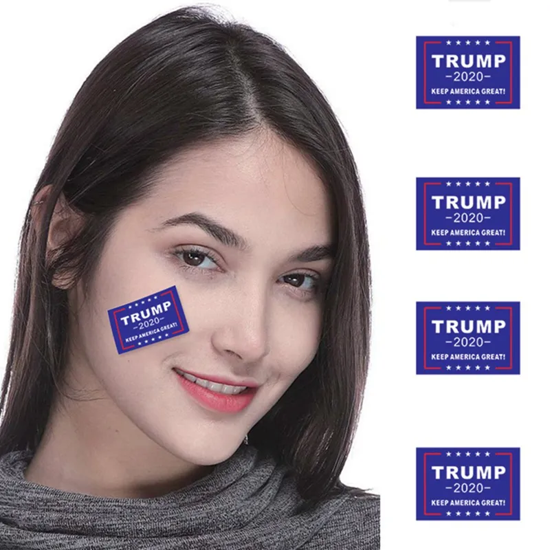 Nova EUA Eleição Trump 2020 Etiqueta Moda Cara a Peito Furando Composto Auto-adesivo Criativo CARA Home Window Sticker trump tatuagem