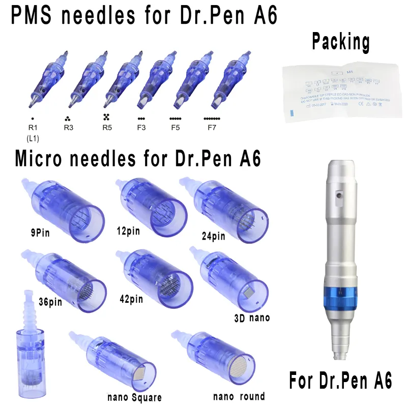 Vervanging Microneedle Cartridges Tips voor Auto Elektrische Oplaadbare Wireless A6 DR PEN Dermapen Micro Roller Huidverzorgingstherapie MTS PMU