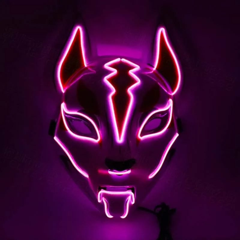 Мотоциклетные маски Светодиодная маска Fox Cat Face El Wire Light Festival Festival Cosplay Costume Украшения Смешные избранные партии Маске