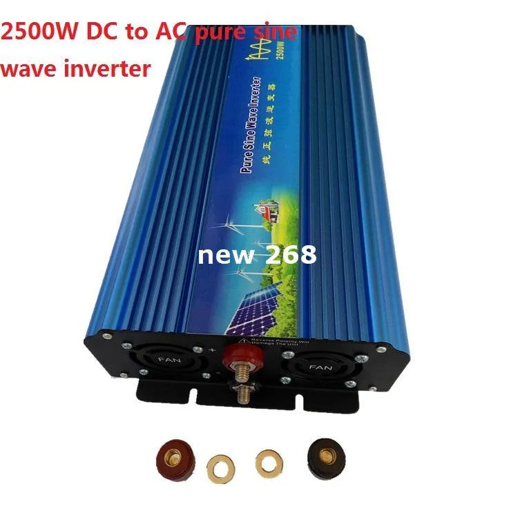 Freeshipping 2500W Pure Sine Wave Inverter 12V DC till 220V AC Pure Sine Wave Power Inverter, 5000W Peak Power Inverter