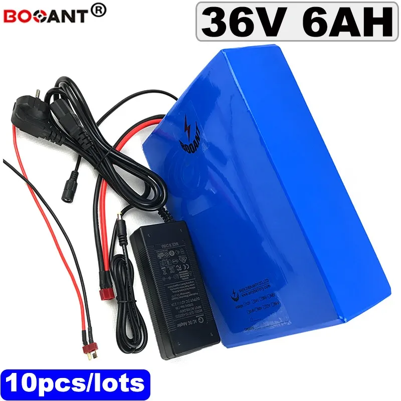 Wholesale 10pcs /ロット36Vリチウム電池36V 6Ah 250W 350W電動バイクのバッテリー36Vスクーター電池15A BMS + 2A充電器