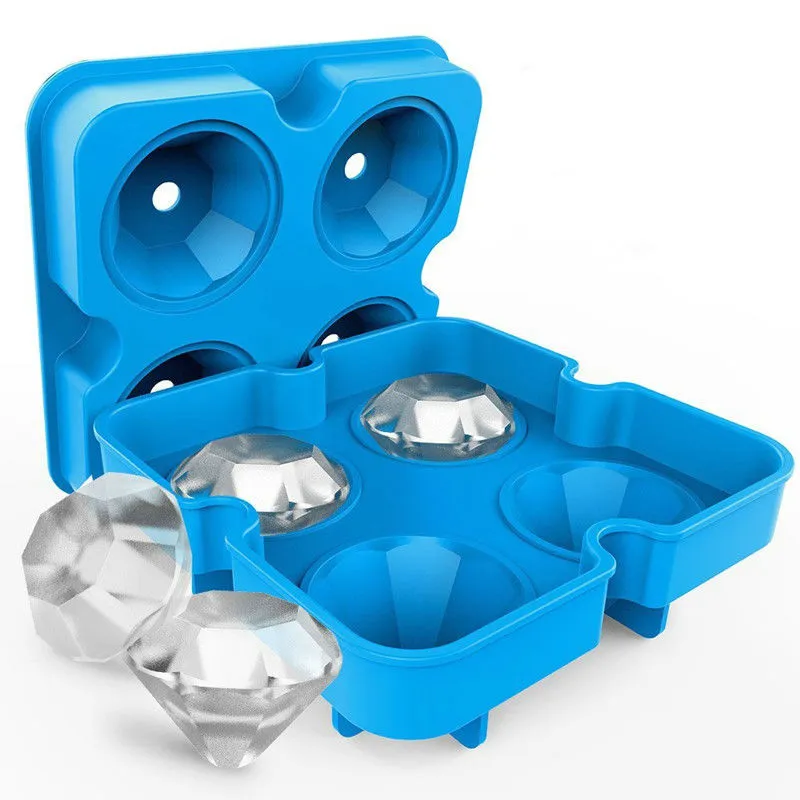 최신 3D 다이아몬드 아이스 큐브 아이스 메이커 다이아몬드 모양 트레이 금형 큐브 칵테일 DIY 케이크 캔디 아이스크림 위스키 도구 용 실리콘