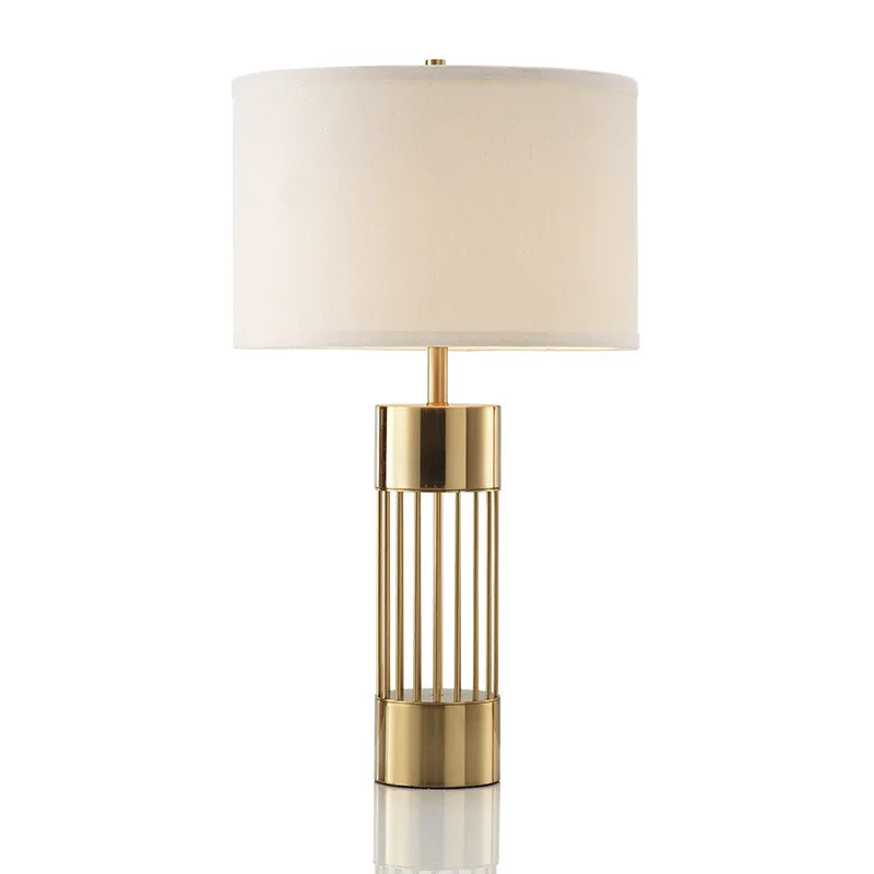 Nordic Creative Metal Table Lamp Gold Base Fabric Shade Desk Light Fashion Creative LED Fixture TA095