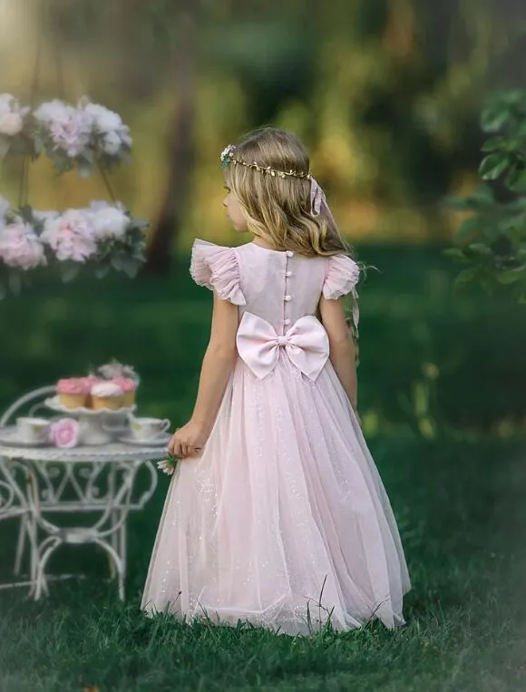 Princess Flower Girl Dress: Pink Bow Bubble Sleeve... From Bestdressing,  $115.2 | DHgate.Com