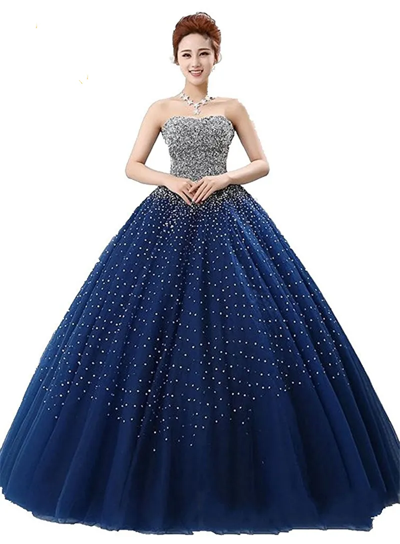 2019 königsblau günstigste lager ballkleid quinceanera kleider perlen sweet 16 jahr lace-up prom party abendkleid vestidos de 15 anos qc1407